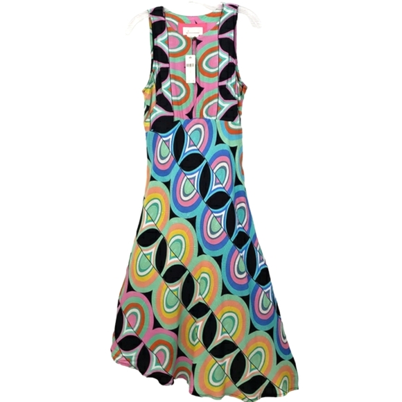 Nwt Anthropologie Kenzie Geometric Asymmetrical Midi Dress - Picture 4 of 17